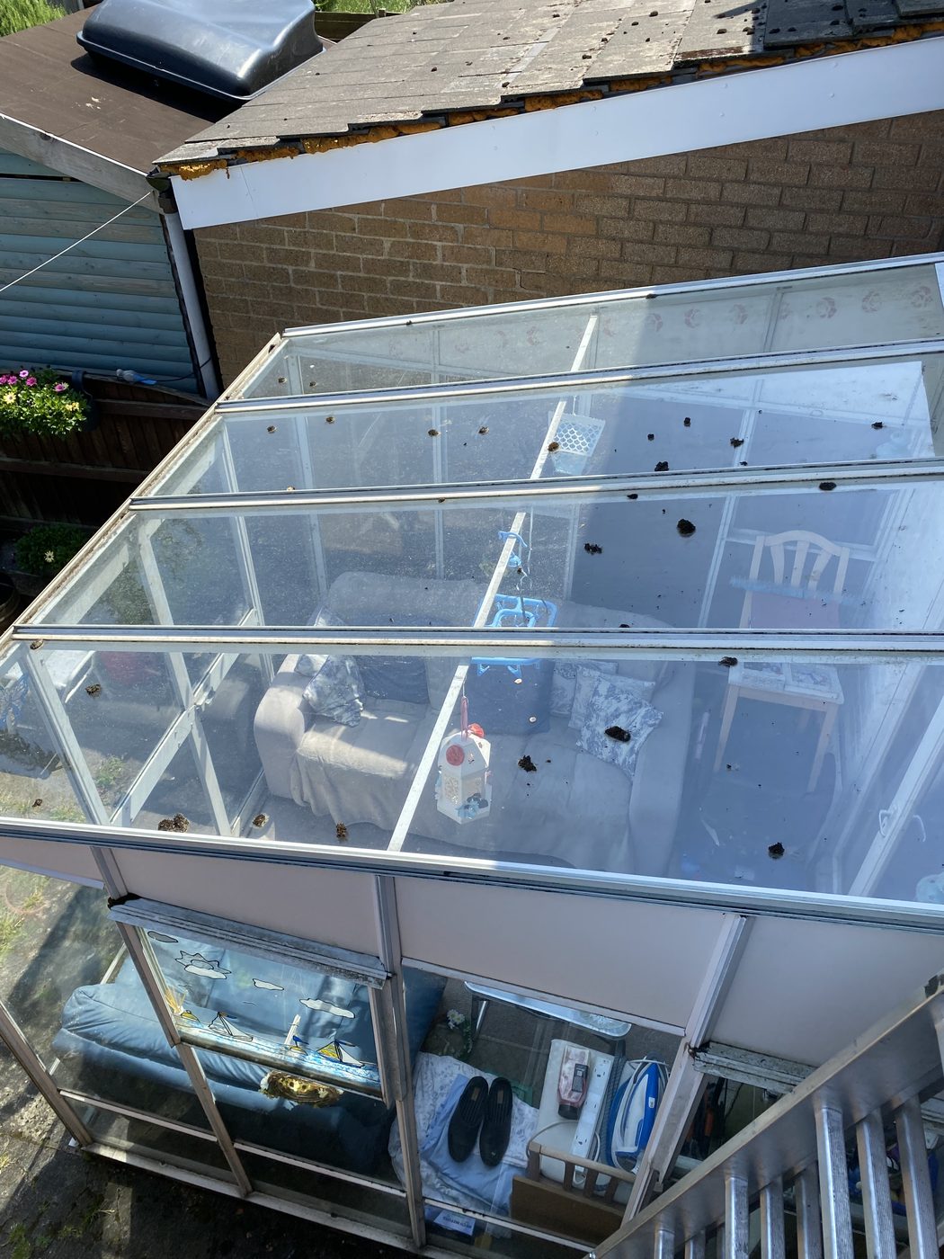 Conservatory roof cleaning in Blackburn - before