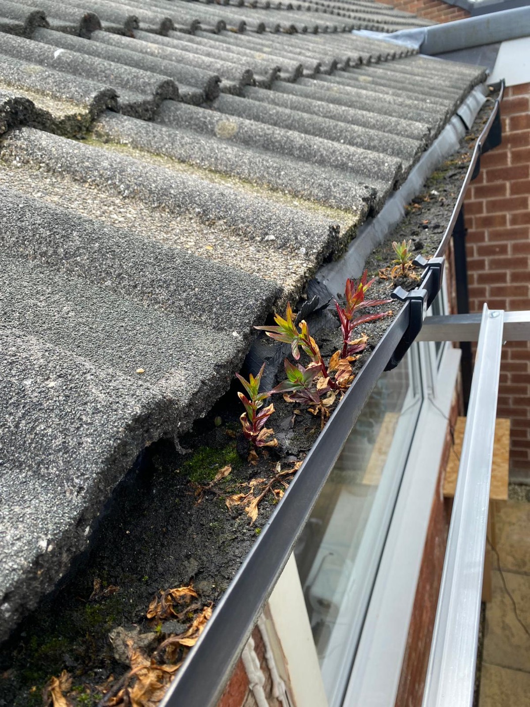 Gutter cleaning in Bamber Bridge - before