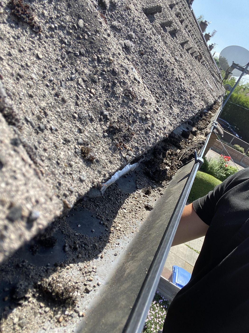 Gutter cleaning in Great Harwood - before