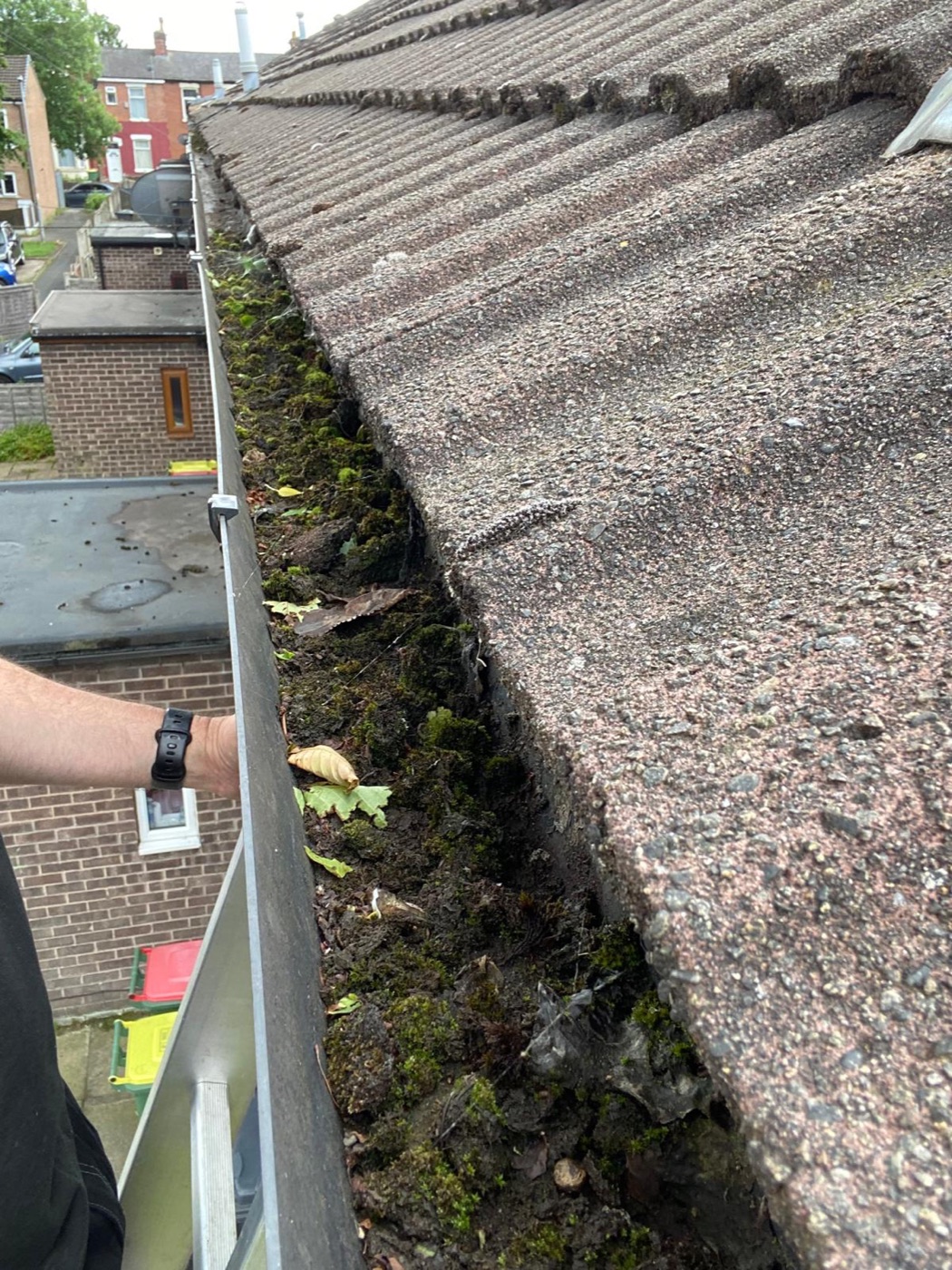 Gutter cleaning in Langho - before