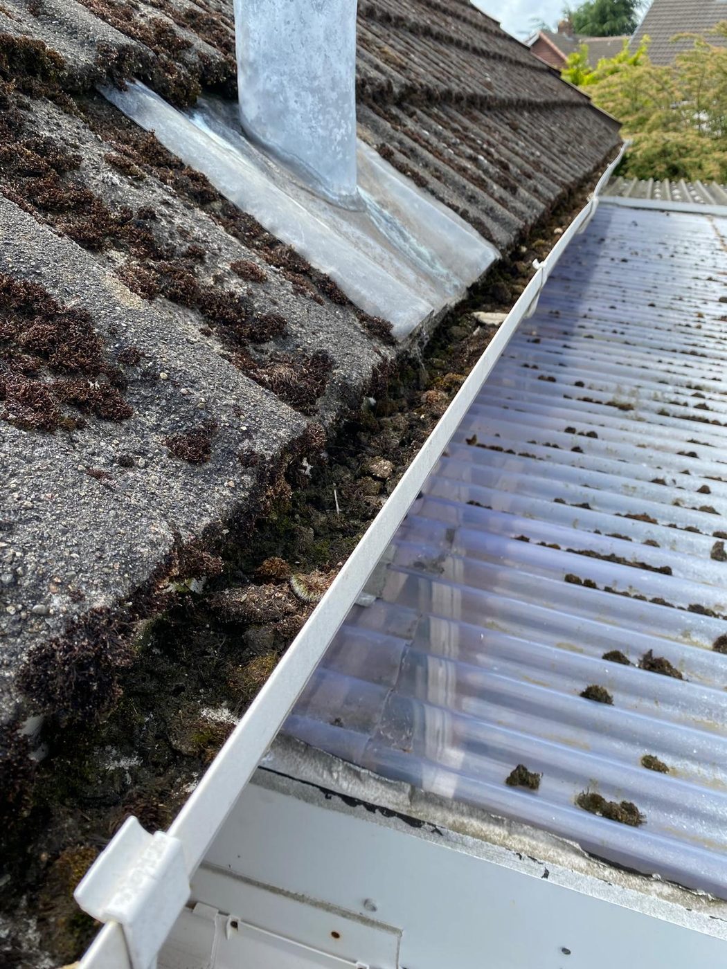 Gutter cleaning in Longridge - before