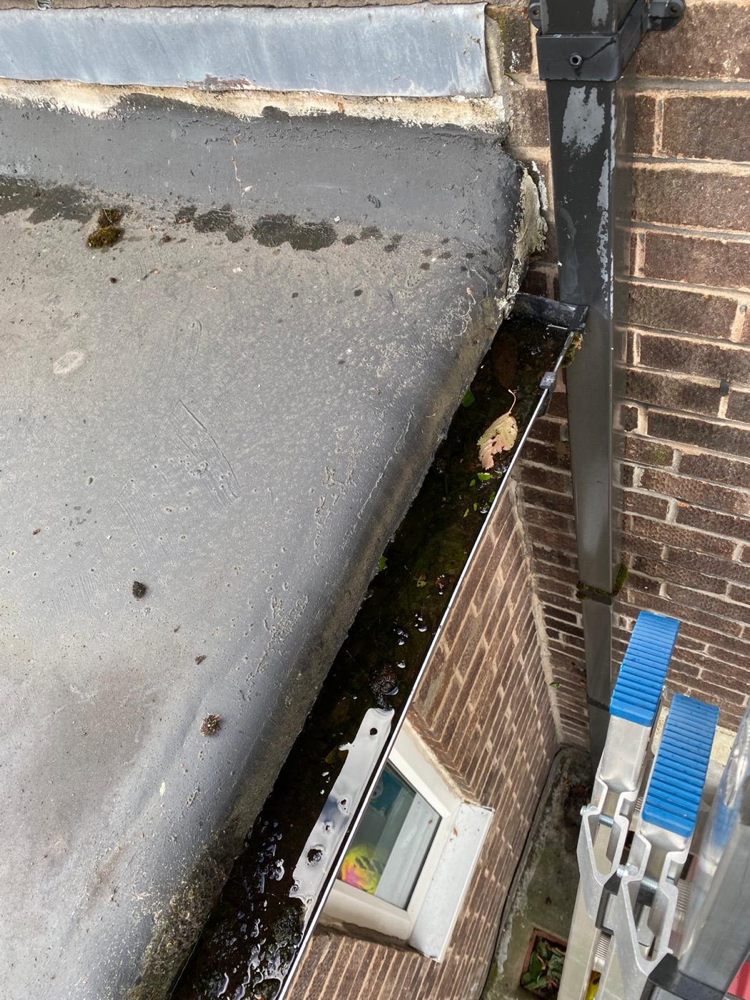 Gutter cleaning in Wilpshire - before